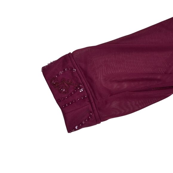 Azazie Maura Mulberry Pantsuit Sequins Chiffon 3- Piece Special Occasion SZ 12 - Picture 5 of 16